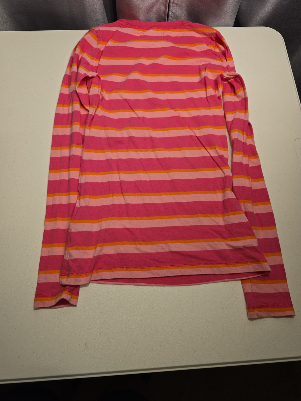 Hollister Pink & Orange Striped Long-Sleeve Crewneck Top - Picture 3 of 4